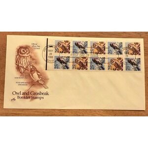 2285b (2284-85) Owl & Grosbeak booklet pane‎ of 10 ArtCraft Monarch FDC